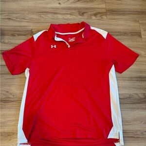 Under Armour Men's Red and White Polo Shirt